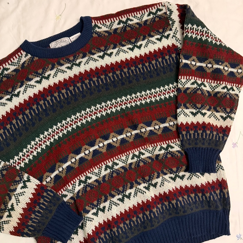 VINTAGE abstract grandpa knit sweater